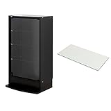 【福袋】【地球家具】フィギュア 棚 新シリーズ 幅55cm ロータイプ 大きさが選べるコレクションラック LED兼用 [耐震 鍵付]（ロータイプ、中型（奥行29cm）、ブラック） 追加ガラス棚1枚付