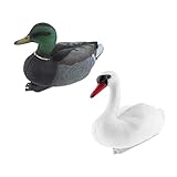 F Fityle スワン アヒル置物　2個　水浮き　ガーデン 芝生 池の装飾　狩猟囮　デコイ