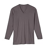 [グンゼ] インナーシャツ YG Cotton 100% シリーズ ダブルホット Vネック9分袖 メンズ ブラック(NEWモデル) 日本 L (日本サイズL相当)
