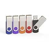 USBメモリ 64GB 5個セット コンパクト USB2.0 高速 回転式 金属製キーホルダー付き フラッシュドライブ 耐衝撃 防水 防塵