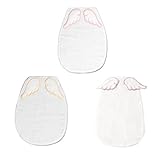 Minizone 汗取りパッド ベビー 赤ちゃん 4重 ガーゼ 綿100% 天使の羽 出産祝い 3枚セット (S, 3枚セット (女の子))