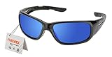 Elvex RSG100 Impact Sunglasses, Black Frame/Blue Mirror Lens by Elvex