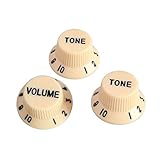 Healifty コントロールノブ　ロータリーノブ　スピード　トーン　ラウンド　エレキギター用　ギターパーツ 交換　3ピース（ベージュ）