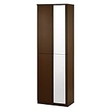 国産 シューズボックス 転倒防止金具付 靴箱 下駄箱 ミラー付き 木製 大容量 〔幅60cm〕 ダークブラウン