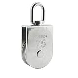 (ジェンツー) Jubia Z シングルプーリーブロック ステンレススチール 高耐久金具 シングルホイール 回転リギングリフティングホイール 固定プーリー ワイヤーロープ用 1-Pack M75 PULLEY-SW-M75-1