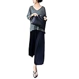 Spinas (スピナス) ゆったりリラックス　通気性に優れ、快適な履き心地となる9分丈パンツ　産前産後履けるトレンドのおしゃれガウチョパンツ (L, ブラック　)