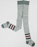 (グレェド) Groedo オーガニックコットン キッズ タイツ グレー･白･紺･赤 ストライプ サイズ 7-8 ( 130 )