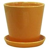 【6個入】インテリアポット(植木鉢カバー) タリーズ ラウンド型/13cm 穴有/受皿付 イエロー 〔ガーデニング用品/園芸〕