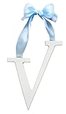 New Arrivals Wooden Letter V with Blue Solid Ribbon Cream [並行輸入品]