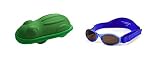 Gift Pack Baby Navy Blue Babybanz Sunglasses and Green Frog Sunglasses Case 0 - 2 years by Baby Banz