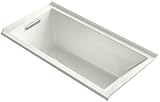 KOHLER 1121-LW-NY Underscore 60-Inch x 30-Inch Alcove Bath with Bask Heated Surface, Tile Flange, an