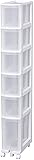 キッチンチェスト 6段 ホワイト クリア 幅20×奥行41×高さ150.4cm
