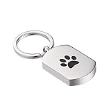 カスタム灰キーチェーンUrnステンレススチールキーリングレディースメンズ犬Tage Footprint灰ホルダーBeydodo シルバー