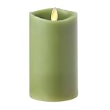 4 " LuminaraモスグリーンFlamelessピラーWax Candle