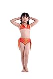SAIANKE 人魚 3D 水着 マーメイド テール 3点セット ガールズ 夏 キッズ 子供 ベビー コスチューム 人魚姫 着やせ 海 泳ぎ みずぎ かわいい スイムテール ( 130 オレンジ )