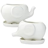 鉢 cnomg 多肉 植物 フラワーポット セラミック 可愛い象　2個セット (長さ12.5ｃｍ＋長さ10ｃｍ）