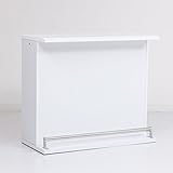 スタイリッシュな空間◆光沢のある天板 収納バーカウンターテーブル (ストレート型) ホワイト色