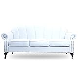 クラシックデモダン【シェルファ】三人掛け 貝殻モチーフソファ（ブルー/ファブリック×ブラック）アンティーク ビンテージ ロマンティック かわいい おしゃれ プリンセス 姫系 エレガント【搬入・設置サービス】VS3F215K 家具 チェア ソ