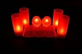 Jimeng　6個セット　充電式LEDキャンドルライト　間接照明　着火不要　揺らめいて見える　ろうそく　ゆらぎ (レッド)