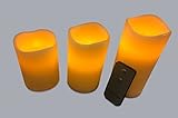 Vivre Royale Flameless Candles Set Of 3 LED Rustic Pillar Candles Flickering Candles with Remote Sce