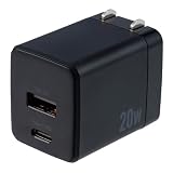 Digio2 USB AC充電器 20W PD対応 Type-C + USB A ブラック Z4314