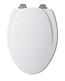 Mayfair 130CHSLB 000 Designer Series Wood Toilet Seat with Chrome Whisper-Close Hinges, Elongated, W
