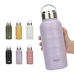 TYESO 水筒 魔法瓶 マグボトル 真空 断熱 スポーツボトル 直飲み ステンレス 2重構造 広口 ハンドル付 大人 子供 0.75 / 1リットル (パープル, 750ML)