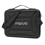 [MOSISO] ハードケースノートパソコンケース 対応機種 MacBook Air 13 M3 A3113 M2 A2681 A2337 A2179 A1932/Pro 13 M2 M1 A2338 A2251 A2289 A2159 A1989 A1706 A1708、ベルト付き 対称幾何 耐久性 軽量 耐衝撃 保護 EVA ハードバッグ(ブラック)