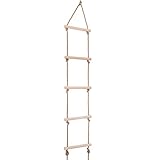monkeyjackキッズインドアとアウトドアPlayhouseスイングセット木製5横線Rope Climbing Ladder Toy