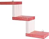 ウォールシェルフ手作り 天然木 壁掛け棚 棚 壁掛棚 壁掛け階段棚 幅31cmX奥行9cm (オールドローズ色)