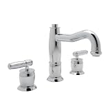 Rohl mb1928lmapc-2 Gotham低いリードWidespreadバスルーム蛇口ポップアップ廃棄物とメタルレバーハンドル、ポリッシュクローム