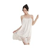 [toysfan] 婦人用 部屋着 ベビードール ジャガード シフォン パジャマ LL 大きめ ミニ丈 ホワイト ワンピース ルームウェアー キャミソール キャミワンピ (ホワイト)