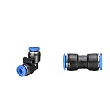 B Blesiya エア継手 チューブ 空気圧　ジョイント クイックコネクタ エルボ＋ストレート 6mm 2個セット