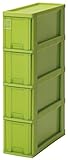 サンコープラスチック スリムストッカー4段 シルキー 幅18.2×奥45×高79.9cm グリーン