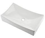Comllen Above Counter Rectangle White Porcelain Ceramic Bathroom Vessel Sink Art Basin [並行輸入品]