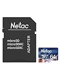 Netac microSD 64GB 最大100MB s microSDXC UHS-I V30 U3 A1 C10 Full HD Nin