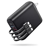 モバイルバッテリー 大容量 【15000mAh・コンセント一体型】 3本ケーブル内蔵 22.5W/PD20W 急速充電 6台同時充電 PD3