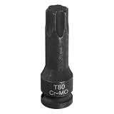 uxcell 1個 ビットソケット T80 トルクス 差込角12.7mm(1/2") 長さ78mm スチール ドライバー 対応 DIY 工具 アダプター 黒