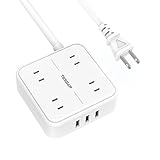 延長コード usb コンセント4個AC口 3USBポート TESSAN 電源タップ 過負荷保護スイッチ付き マルチタップ 1.5m たこ足配