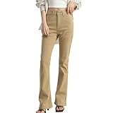 [Teddy] デニムパンツ レディース ストリート フレア ジーパン ストレッチ 薄手 ハイウエスト 春夏秋 pants459 (L, ベージュ)