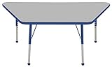 ECR4Kids 30" x 60" Trapezoid Shape Activity Table, Standard Legs w/ Ball Glides (Gray Top/Blue Edge)