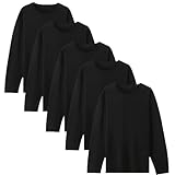 [NCFBAG] 長袖tシャツ メンズ 綿100 3枚組 5枚組 インナーシャツ メンズ tシャツ 無地 防菌防臭 吸汗速乾 柔らかい ロングtシャツ 春夏秋冬 (L, 5枚組-ブラック)