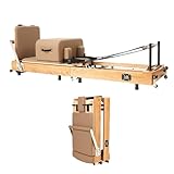 miyabireform ピラティスリフォーマー折りたたみ式 移動可 ピラティスマシン 4種類調整機能 3種類スプリング負荷 pilates machine トレーニングマシン ピラティスコアベッド ピラティスボード ボックス付き ジャンプボード付き スタジオ 自宅 家庭用(レッドオーク＋モカ)