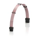 LINKUP 30cm 8 Pin (6+2) GPU PCI-E PSU 電源供給 編みスリーブカスタムMod PC延長ケーブル（コム付き） | 一本入り | 300mm ピンク