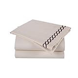 Affluence 600 Thread Count 100% Cotton Embroidered Sheet Sets - Chain Pattern (King Sheet Set Ivory/