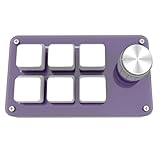 マクロキーボード 片手キーボード 回転ノブ付き プログラマブル Bluetooth/有線接続 軸体交換 回転ノブ付き 左手ゲーミング カスタム可能なキー 片手 小型 (【有線モデル】透明パープル6キー+1ノブ)