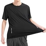 [THREEGUN] tシャツ メンズ 冷感 半袖 大きいサイズ ゆったり ラッシュガード スポーツシャツ 半袖tシャツ 水着 スイム 吸汗速乾 UVカット(ブラック3XL)