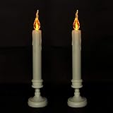 2本セット LEDキャンドルライト テーパキャンドル 電池式電子スリムLEDちらつきキャンドル フェイクテーパキャンドル、ウェディングパーティーハロウィーン感謝祭 – 電池含まない (M)