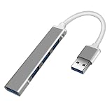 USB 3.0 ハブ 4-in-1 超薄型 ポータブル USB3.0 最大伝送速度3.0GbpsUSB拡張 Windows/Mac/PS4/PS5/Chromebook等対応 usb2.0 在宅勤務 テレワーク (グレー)