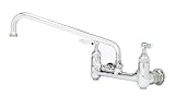 T&S Brass B-0231-BST Wall Mount Double Pantry Faucet with 8-Inch Centers, 12-Inch Swing Nozzle and B
